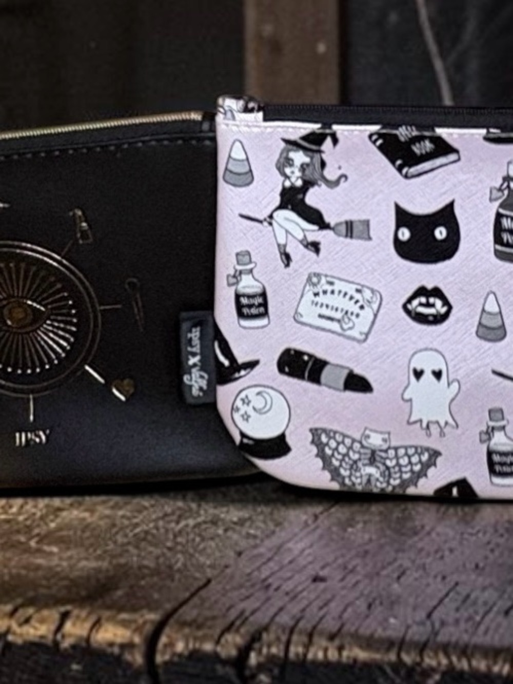 ipsy Pink & Black Spooky Icon Cosmetic Pouch Duo
